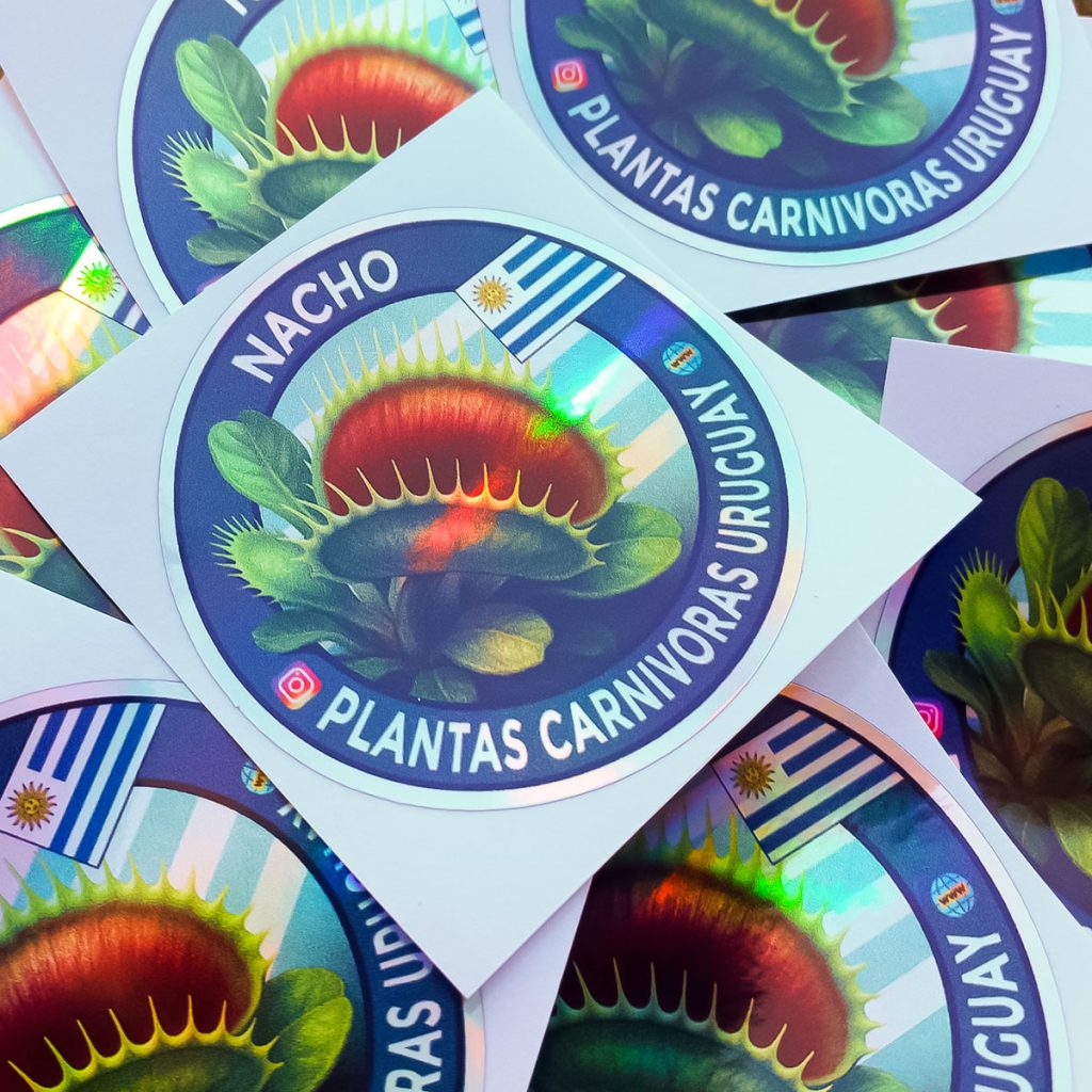 Sticker Holografico Nacho Plantas Carnivoras Uruguay